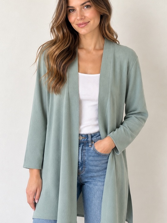 Anne Klein Sweaters - Anne Klein Women’s Open Front Long Cardigan Mint Pastel Green Size 1X